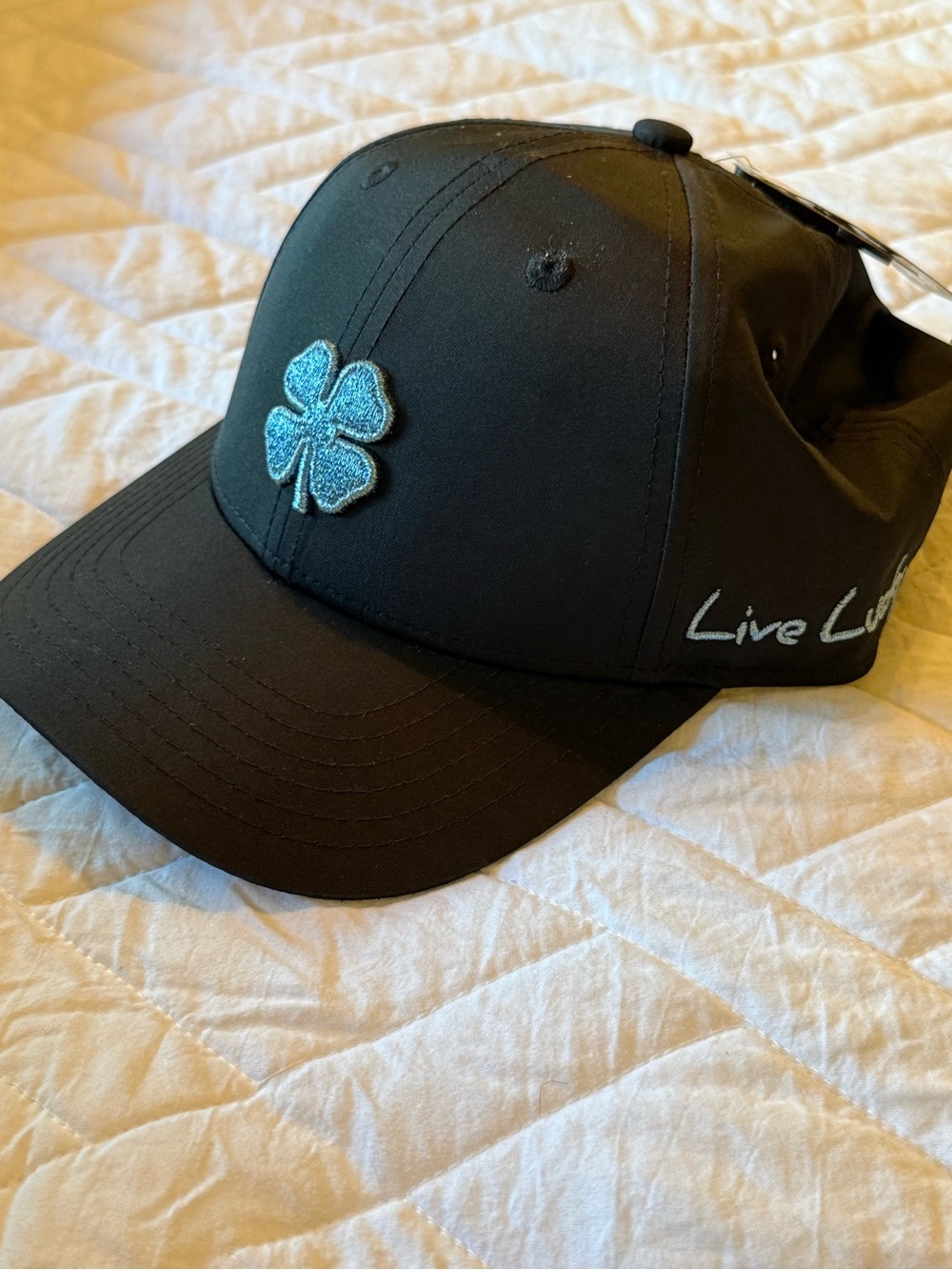 Lucky Brand Black Cap with Blue Shamrock Patch